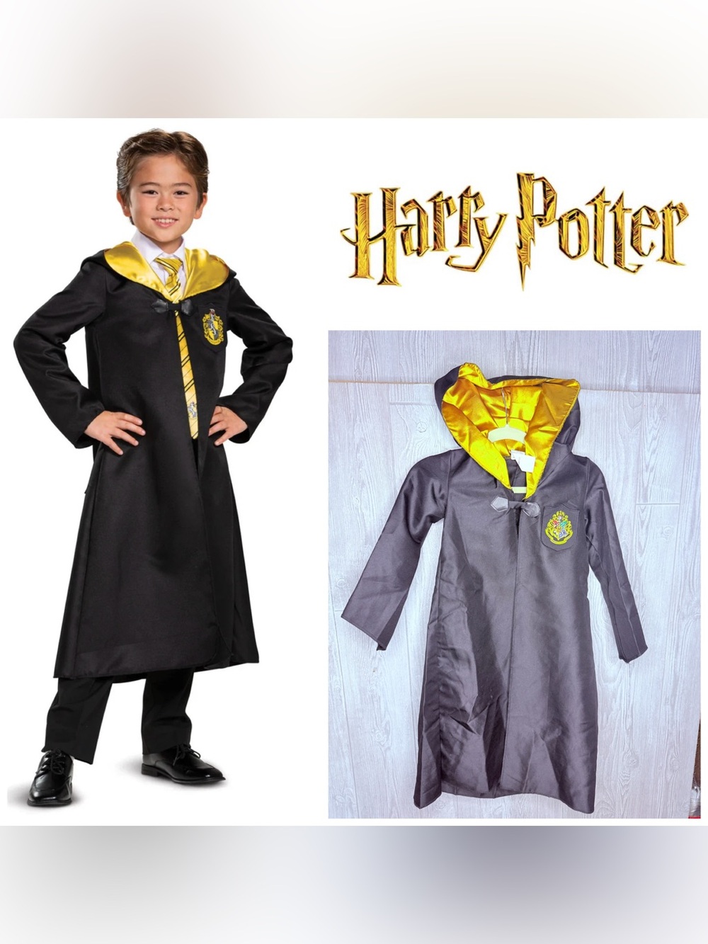 Harry Potter robe Halloween costume cosplay hufflepuff robe sm 4/6 year dress up